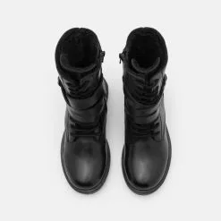 Friboo LEATHER - Schnürstiefel - Black, Kinder -Fribo Stil Geschaft 42607aee1a864639871e8a19bf99c9c2