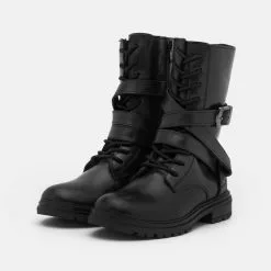 Friboo LEATHER - Schnürstiefel - Black, Kinder -Fribo Stil Geschaft a6ea1da249cb44eda3a6caf932ad74bf